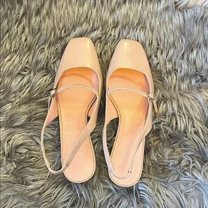 J. Crew Nude Slingback Square-Toe Flats